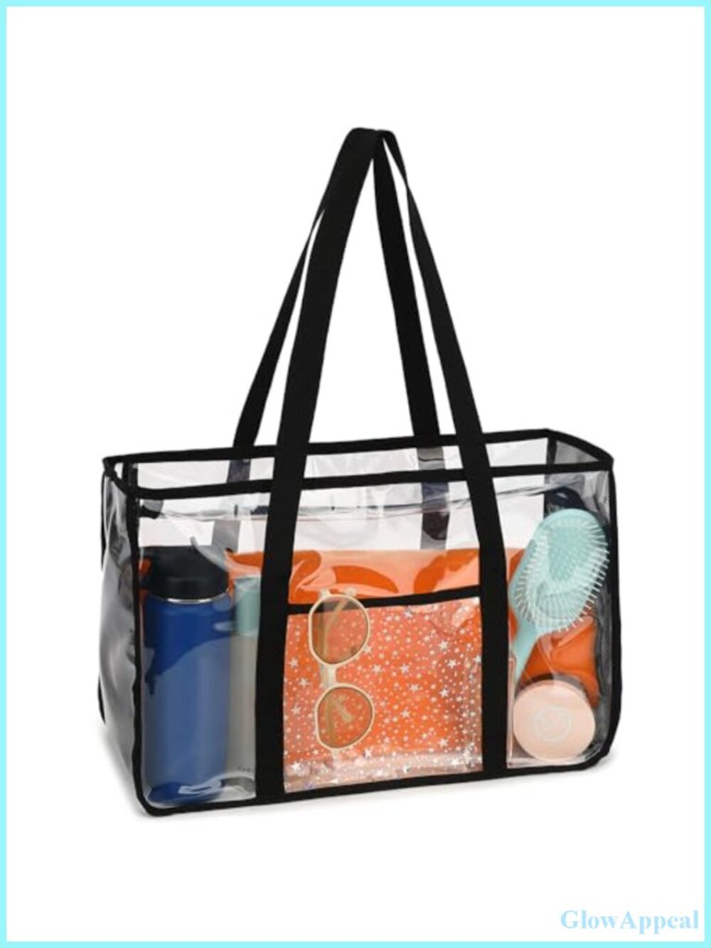 Clear Waterproof Beach Tote for Women, Large Sandproof Pool Bag with Zipper